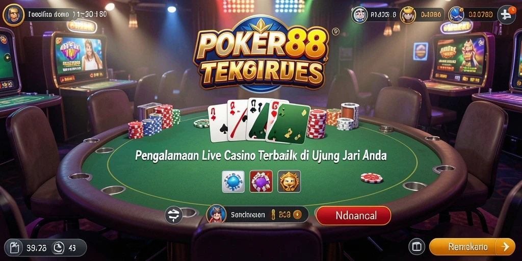 Tampilan layar utama POKER88 yang menarik dengan dealer langsung.