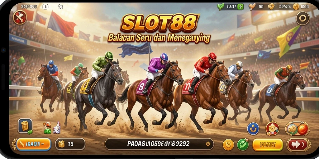 Tangkapan layar menampilkan aksi balapan seru dalam SLOT88.